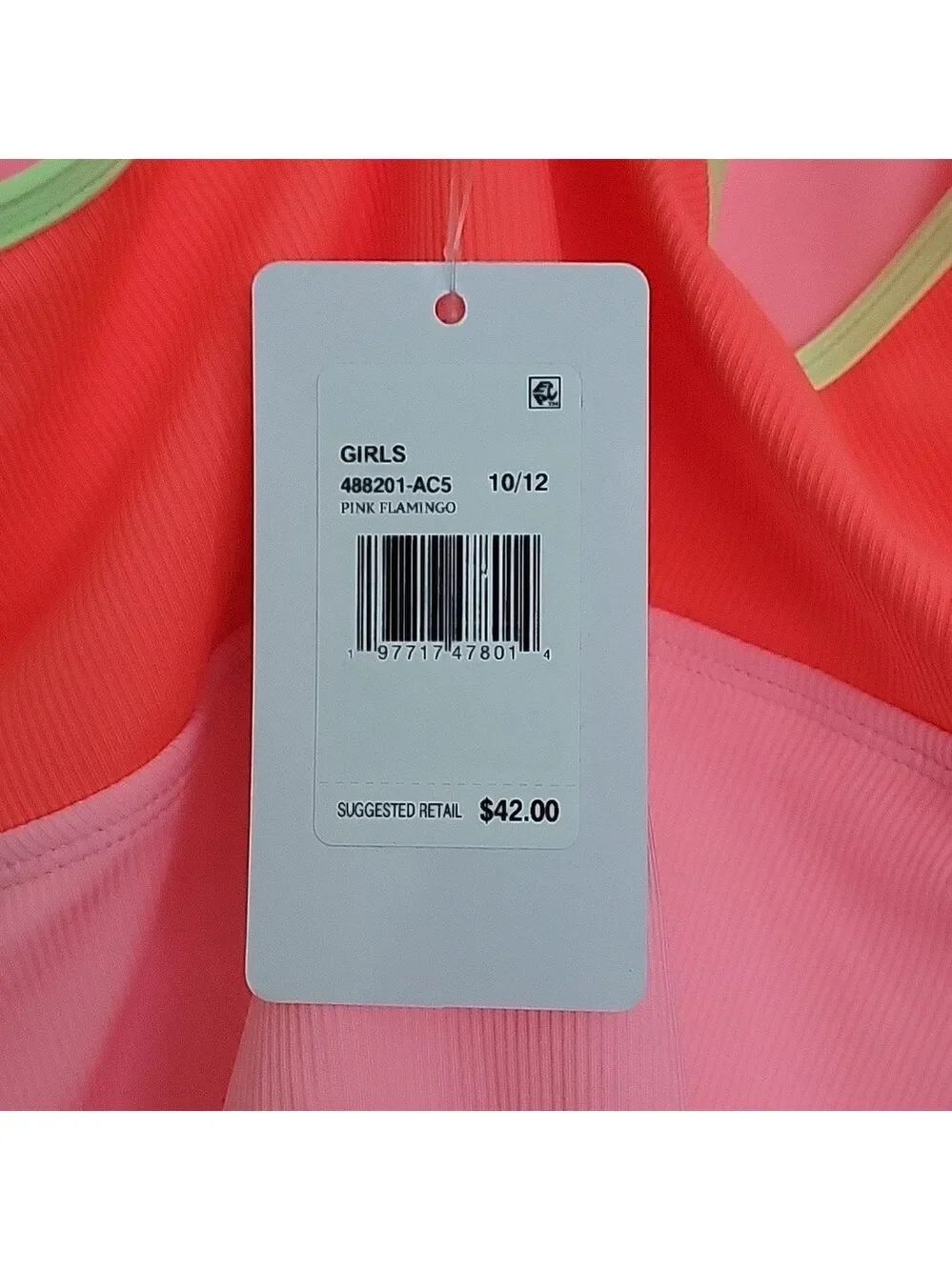 Hurley Girls Ribbed One-Piece Swimsuit Pink Flamingo Size M 7/8